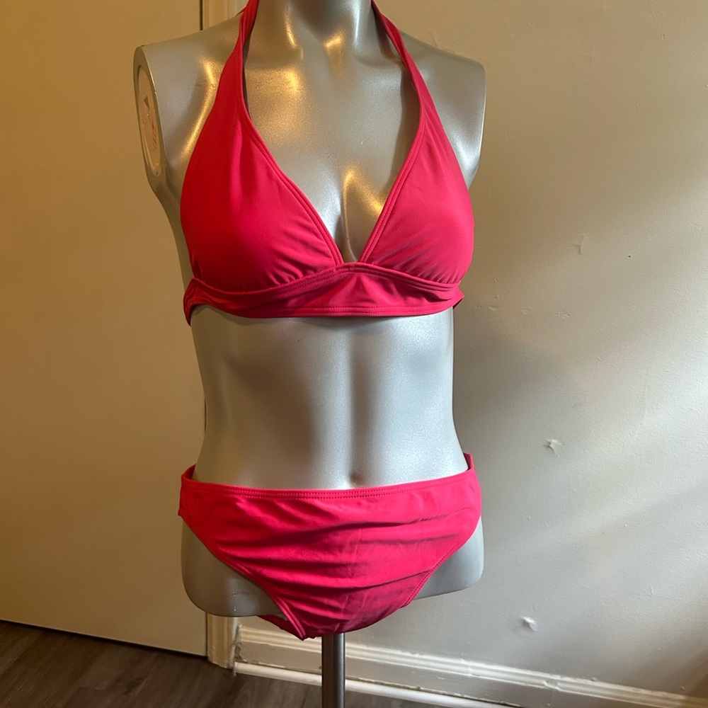 Pink Halter Bikini with Ruching